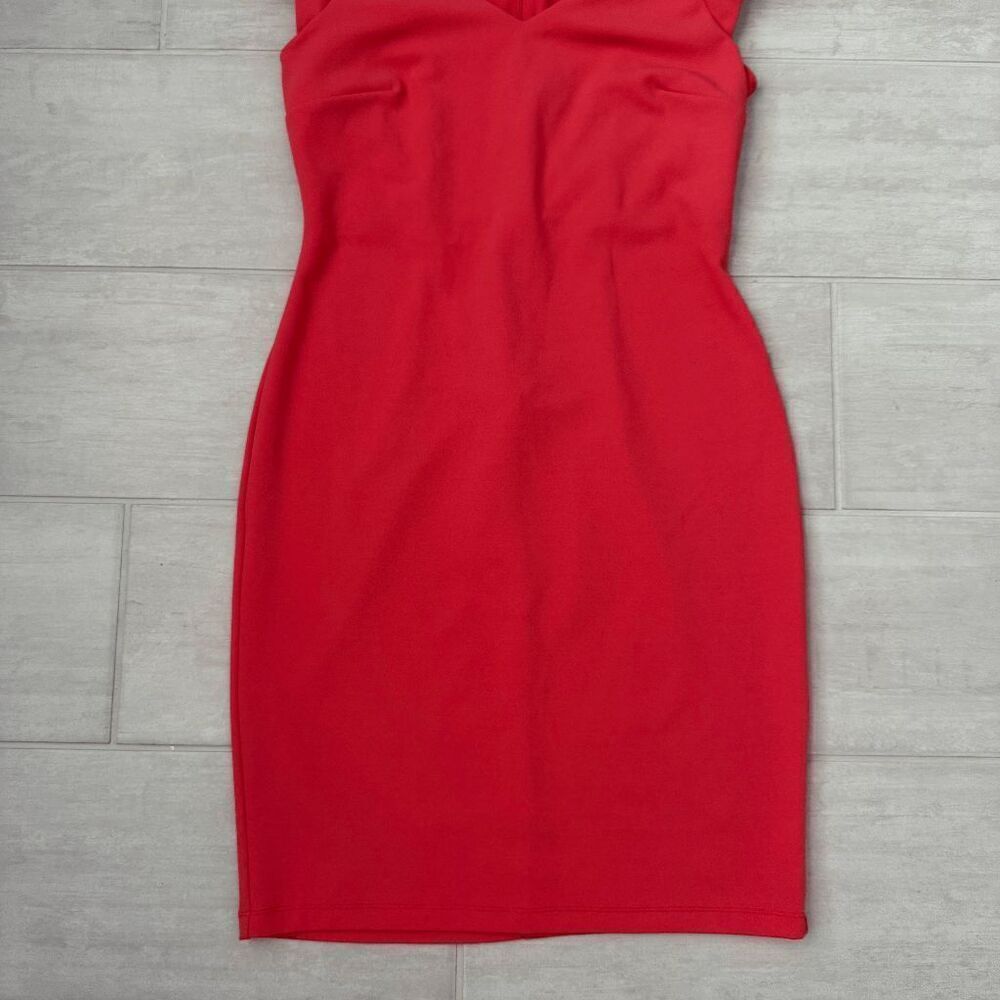 Enfocus Sheath Dress Ruffle Pink Sleeveless Mini 8 V Neck Bold Zip Closure - Picture 2 of 7